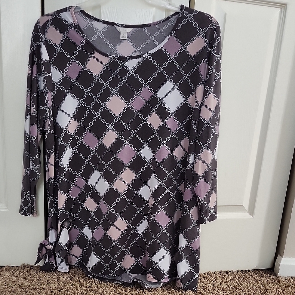 Cato Black and White Relaxed Graphic Tunic